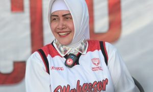 Ketum Perbasi Kota Makassar saat menghadiri pembukaan turnamen RBC Cup 2023 di Ciputra Basketball Court, Senin (31/07/2023).