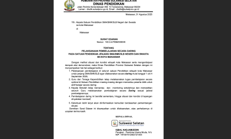 Surat Edaran Disdik Sulsel